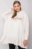 Ruffled Hooded Sweatshirt Tunic with Side Pockets