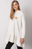 Ruffled Hooded Sweatshirt Tunic with Side Pockets