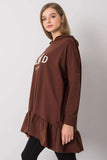 Ruffled Hoodie Tunic with Pockets and Long Sleeves
