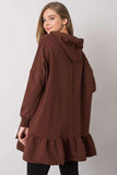 Ruffled Hoodie Tunic with Pockets and Long Sleeves
