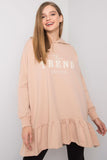 Ruffled Hooded Sweatshirt Tunic with Side Pockets