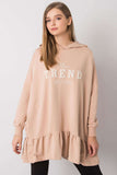 Ruffled Hooded Sweatshirt Tunic with Side Pockets