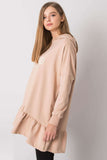 Ruffled Hooded Sweatshirt Tunic with Side Pockets