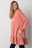 Ruffle Hoodie Tunic with Pockets and Long Sleeves