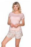 Pastel Pink Two-Piece Short Sleeve Pajamas Set