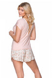 Pastel Pink Two-Piece Short Sleeve Pajamas Set