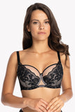 Elegant Semi-Padded Bra with Mesh and Lace Detail