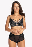 Elegant Semi-Padded Bra with Mesh and Lace Detail