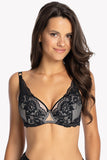 Elegant Embroidered Mesh Push-Up Bra with Lace Sides