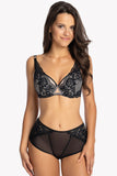 Elegant Embroidered Mesh Push-Up Bra with Lace Sides