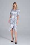 Elegant Satin Midi Cocktail Dress with Slit and Sleeves