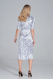 Elegant Satin Midi Cocktail Dress with Slit and Sleeves