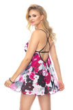 Fuchsia Chiffon Babydoll Chemise with Adjustable Straps