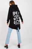 Hooded Extended Cut Sweatshirt with Back Inscription