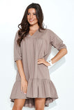Lightweight oversize dress with heart neckline and frills.