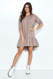 Lightweight oversize dress with heart neckline and frills.
