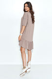 Lightweight oversize dress with heart neckline and frills.