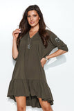 Lightweight Oversize Dress with Heart Neckline & Frill