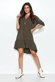 Lightweight Oversize Dress with Heart Neckline & Frill