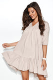 Lightweight Oversize Dress with Heart Neckline & Frill Detail
