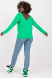 Basic Long Sleeve Cotton Blouse with Charming Back Neckline