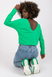Basic Long Sleeve Cotton Blouse with Charming Back Neckline
