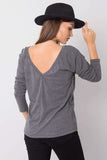 Cotton Basic Long Sleeve Blouse with Back Neckline Detail