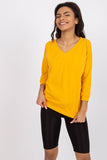 V-Neck Blouse with 3/4 Sleeves and Ribbed Cuffs