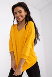 V-Neck Blouse with 3/4 Sleeves and Ribbed Cuffs