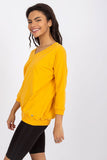 V-Neck Blouse with 3/4 Sleeves and Ribbed Cuffs