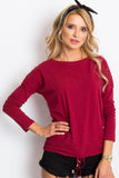 Tie-Front Long Sleeve Straight Cut Blouse