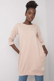 Extended Cut 3/4 Sleeve Sweatshirt Dress/Tunic