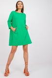 Loose Fit 3/4 Sleeve Dress with Front Pockets