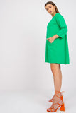Loose Fit 3/4 Sleeve Dress with Front Pockets