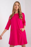 Loose 3/4 Sleeve Dress with Front Pockets
