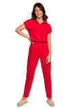 Safari Style Jumpsuit with Pockets and Drawstring Waist