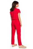 Safari Style Jumpsuit with Pockets and Drawstring Waist
