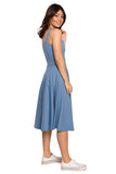 Flared Summer Dress with Pockets and Thin Straps