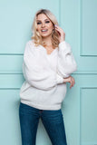 Heart Neckline Loose Oversize Long Sleeve Sweater