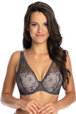Elegant Embroidered Semi-Padded Bra with Adjustable Straps