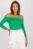 Straight Cut Blouse with 3/4 Sleeves and Exposed Shoulders