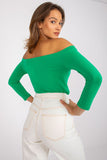 Straight Cut Blouse with 3/4 Sleeves and Exposed Shoulders