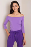Stylish 3/4 Sleeve Straight Cut Blouse with Shoulder Cutouts