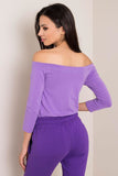 Stylish 3/4 Sleeve Straight Cut Blouse with Shoulder Cutouts