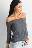 Stylish Straight Cut Blouse with 3/4 Sleeves & Exposed Shoulders