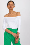 Straight Cut Blouse with 3/4 Sleeves and Exposed Shoulders