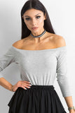 Stylish Straight Cut Blouse with Exposed Shoulders