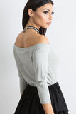 Stylish Straight Cut Blouse with Exposed Shoulders