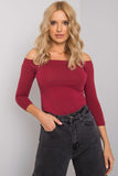 Stylish Straight Cut Blouse with 3/4 Sleeves and Exposed Shoulders