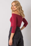 Stylish Straight Cut Blouse with 3/4 Sleeves and Exposed Shoulders